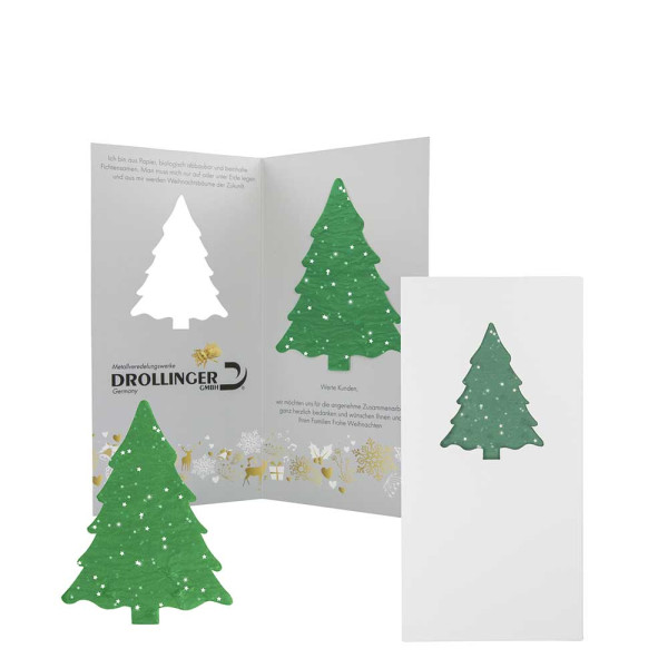 Kerstkaart met kerstboom groeipapier
