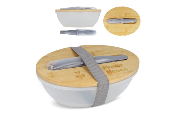 Lunchbox R-PP & bamboe met bestek - 1L